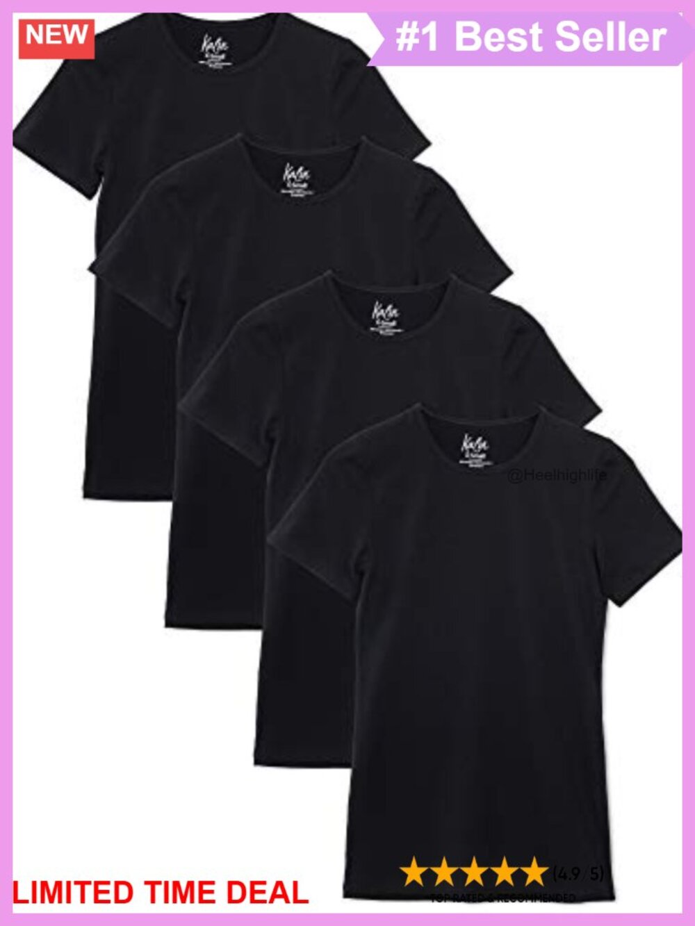 Fitted Crewneck T-Shirt 4-Pack Base Layer Women's Short Sleeve